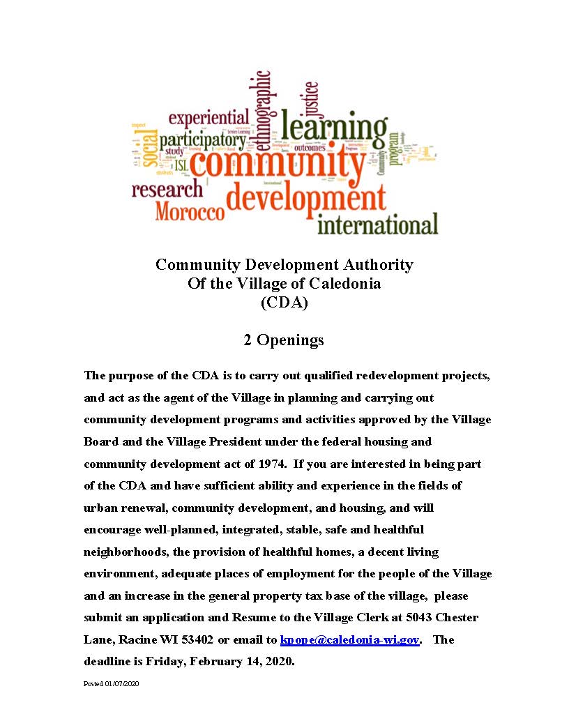 Committee & Commission Openings Village of Caledonia